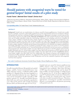 Should Patients with Anogenital Warts Be Tested for Genital Herpes? Initial Results of a Pilot Study