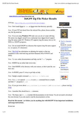 DJGPP Zip File Picker Results