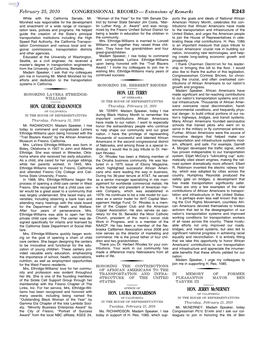 CONGRESSIONAL RECORD— Extensions of Remarks E243 HON