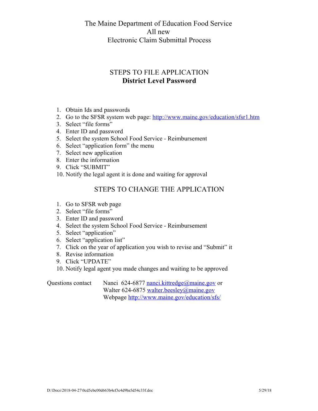 Steps to File Application