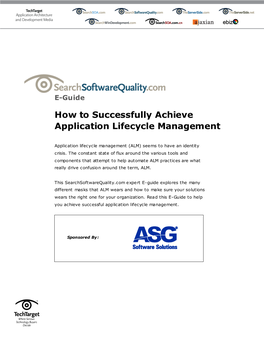 How to Successfully Achieve Application Lifecycle Management