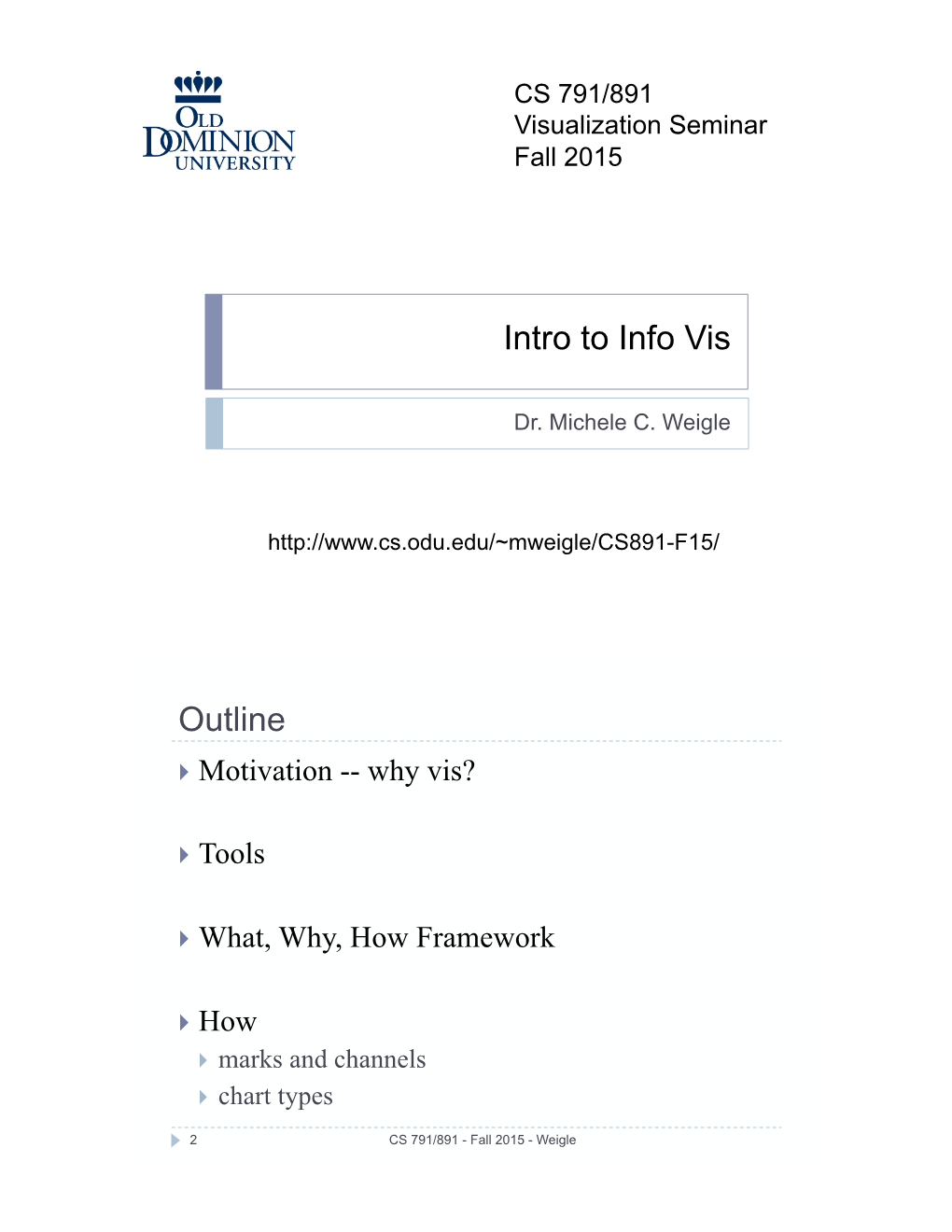 Intro to Info Vis Outline