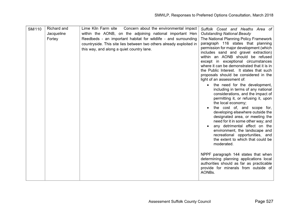 SMWLP, Responses to Preferred Options Consultation, March 2018