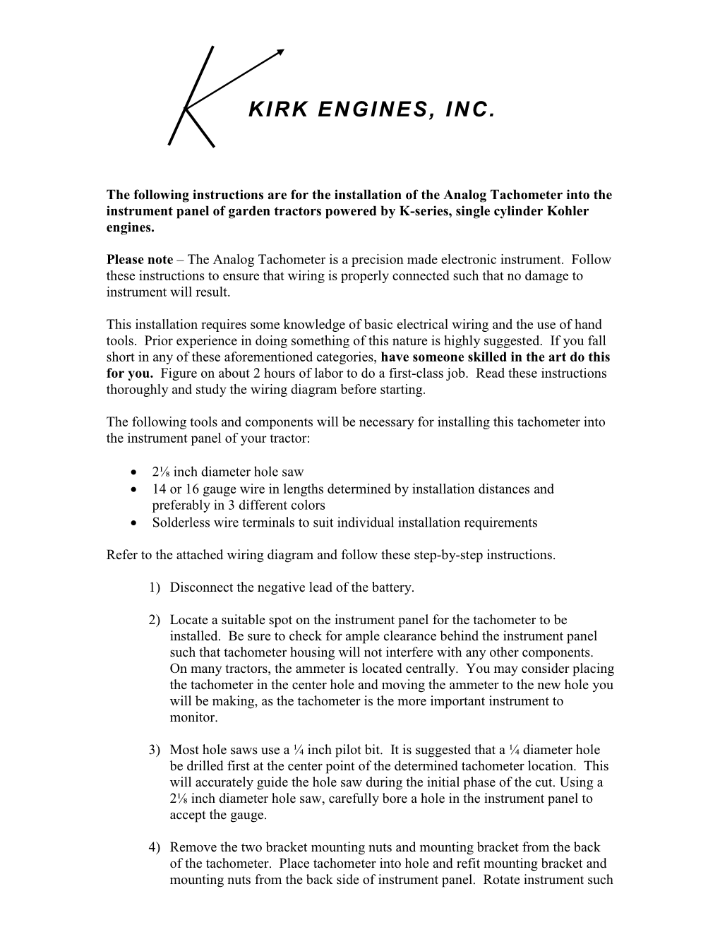 Analog Tachometer Wiring Diagram