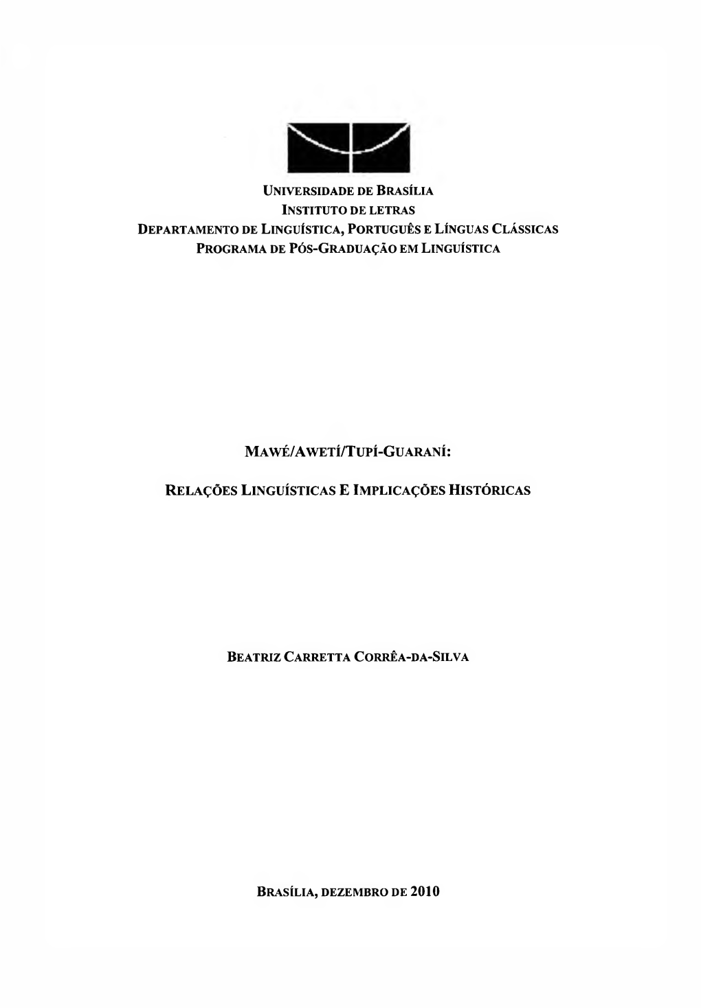 Universidade De Brasília Instituto De Letras Departamento De Lingüística