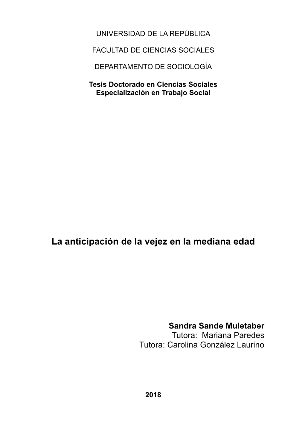 La Anticipación De La Vejez En La Mediana Edad