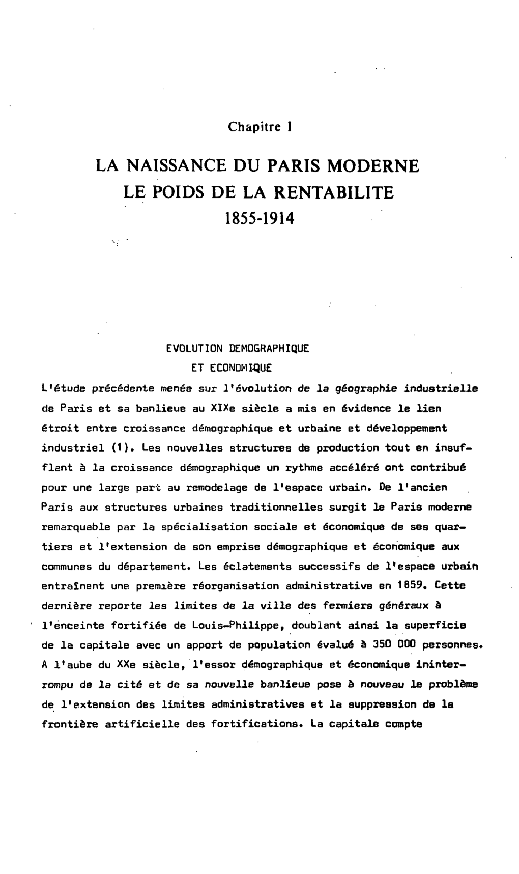 La Naissance Du Paris Moderne Le Poids De La Rentabilite 1855-1914