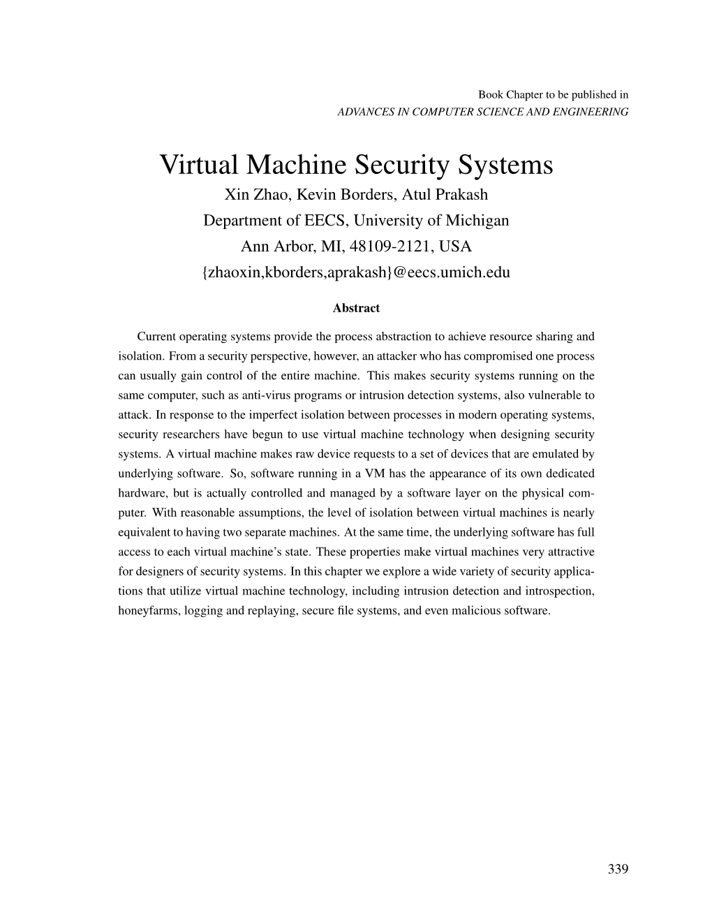 Virtual Machine Security Systems