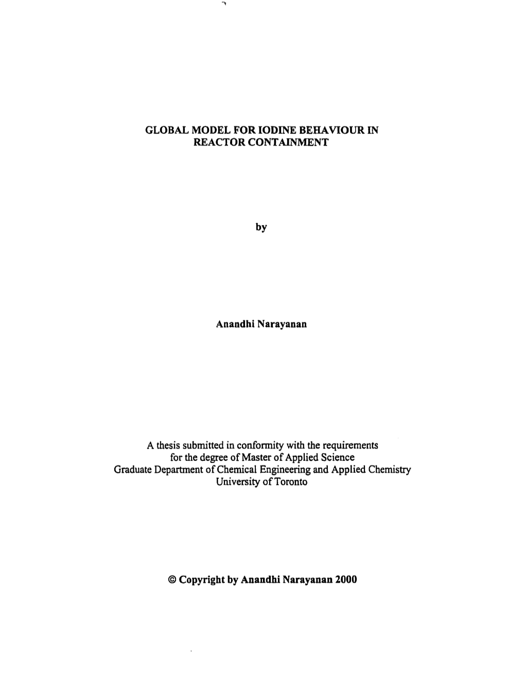 GLOBAL MODEL for IODINE BEKAVIOUR FN REACTOR Contaayment