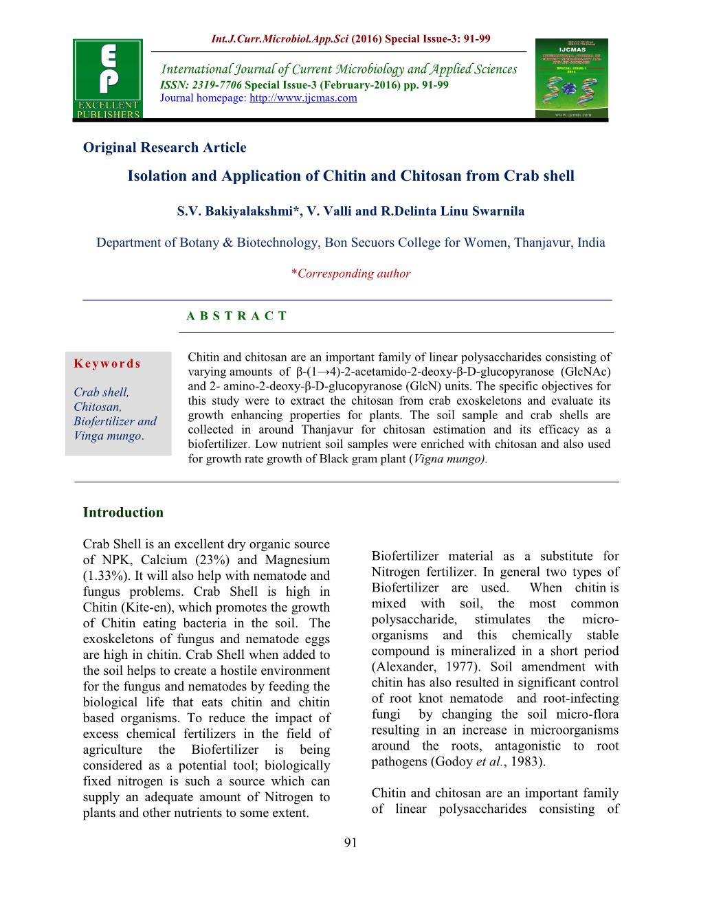 Isolation and Application of Chitin and Chitosan from Crab Shell