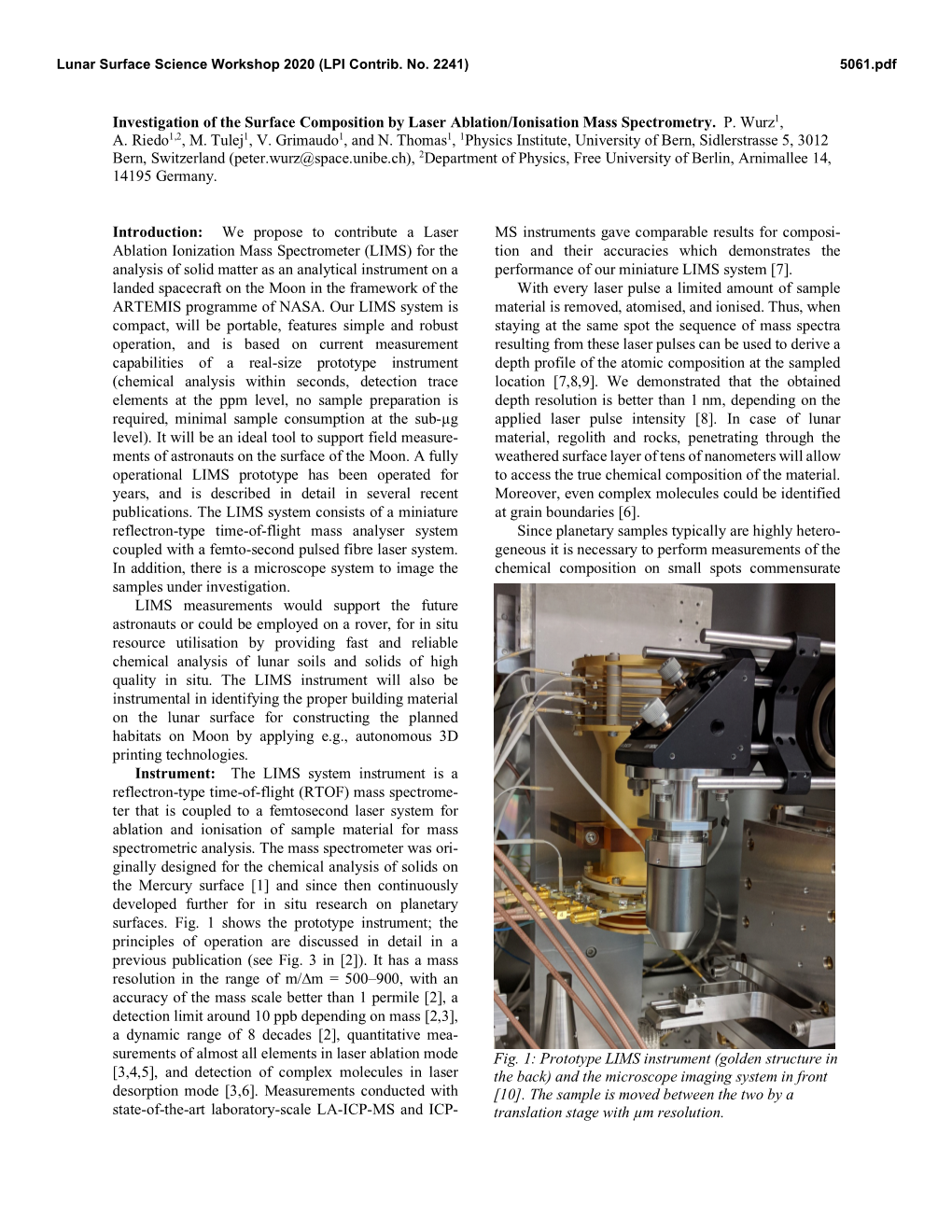 Investigation of the Surface Composition by Laser Ablation/Ionisation Mass Spectrometry