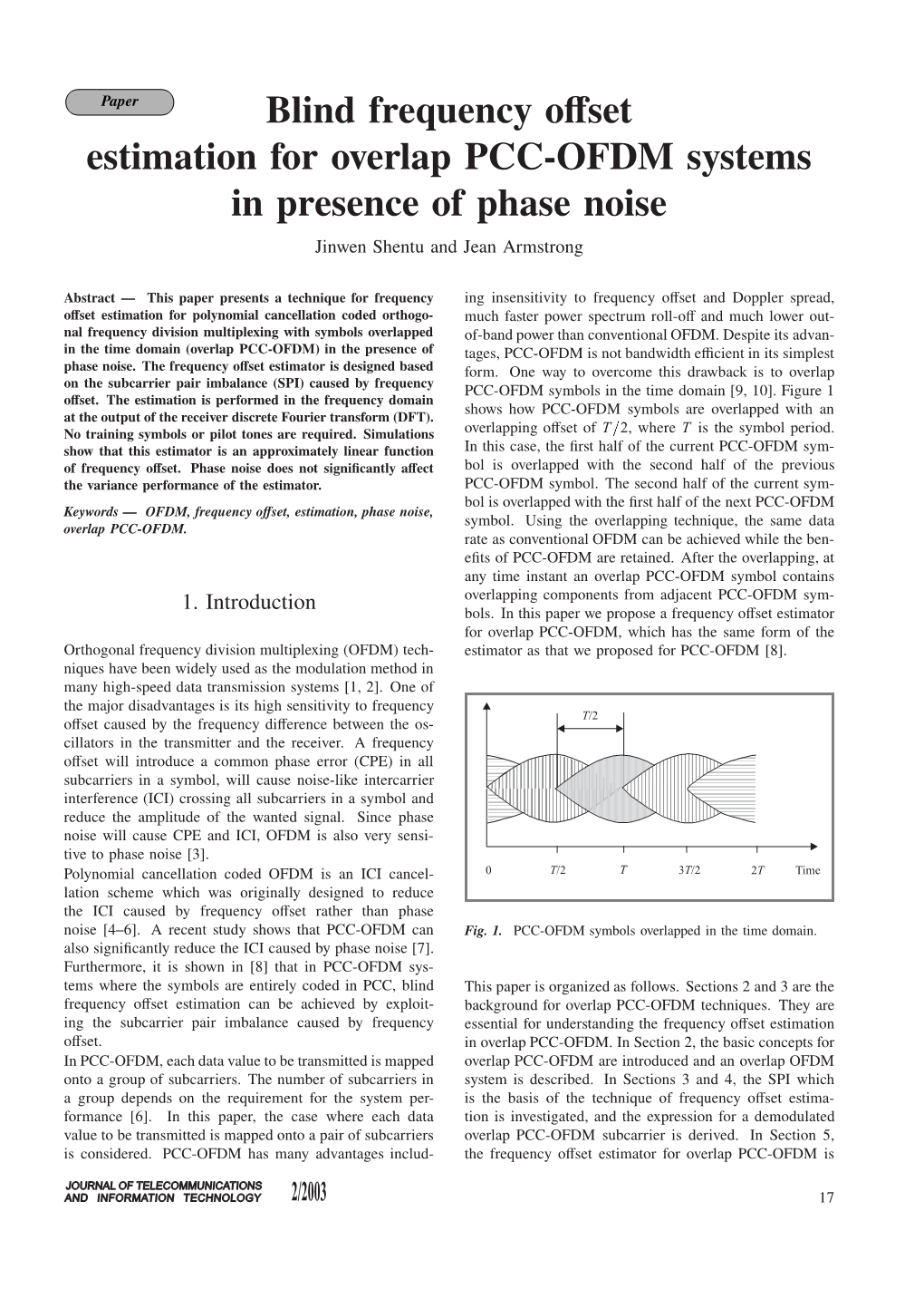 Blind Frequency Offset Estimation for Overlap PCC-OFDM Systems In