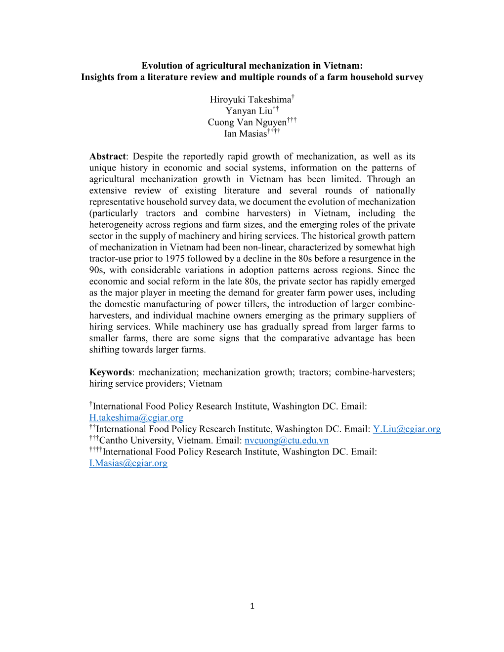 Evolution of Agricultural Mechanization in Vietnam: Insights from a Literature Review and Multiple Rounds of a Farm Household Survey