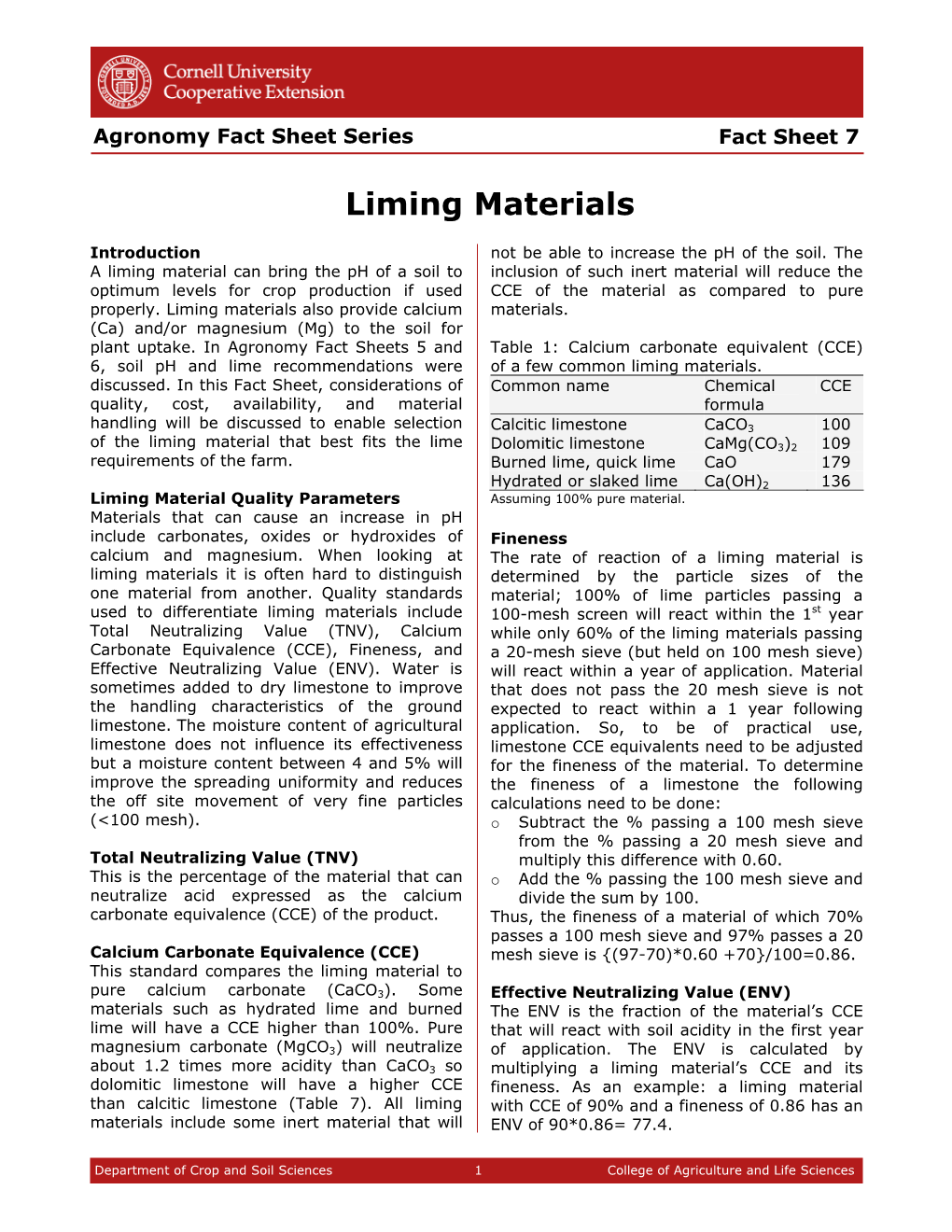 Liming Materials