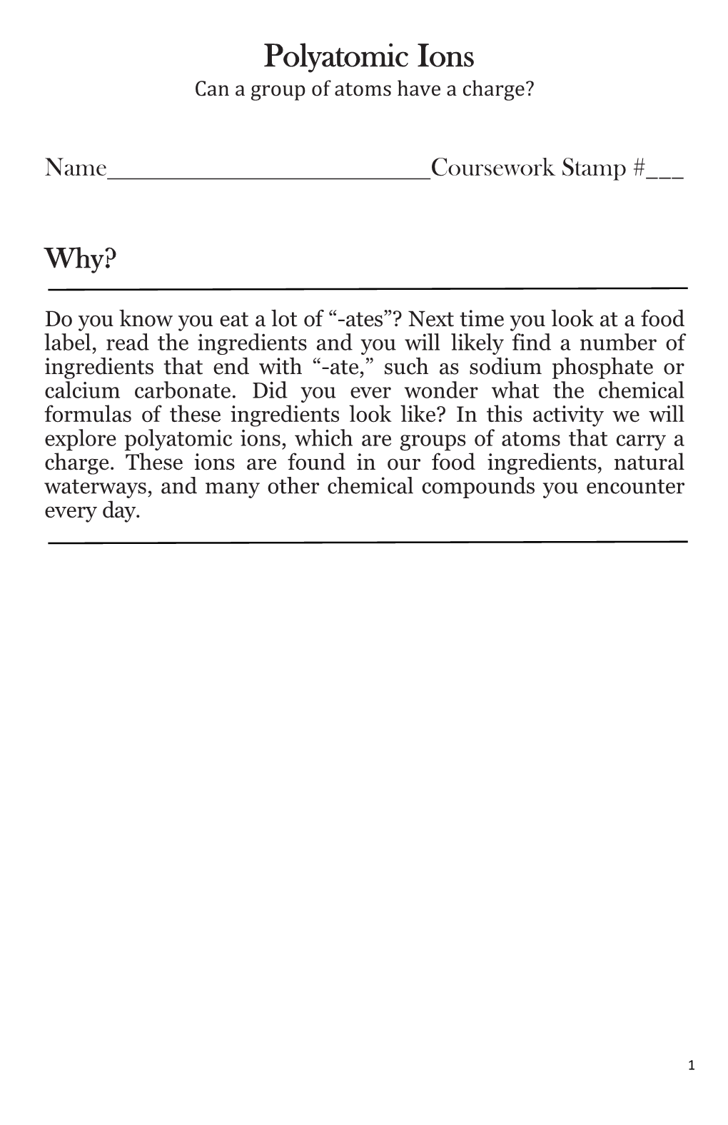 Polyatomic Ions Can a Group of Atoms Have a Charge?