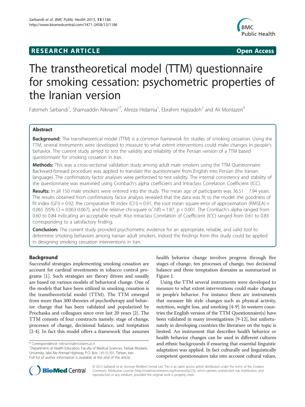 The Transtheoretical Model (TTM) Questionnaire for Smoking