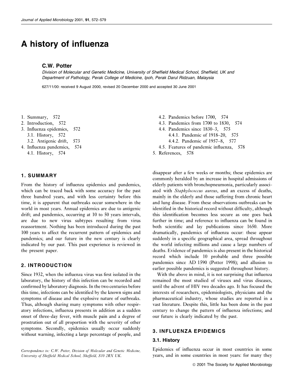 A History of Influenza 573