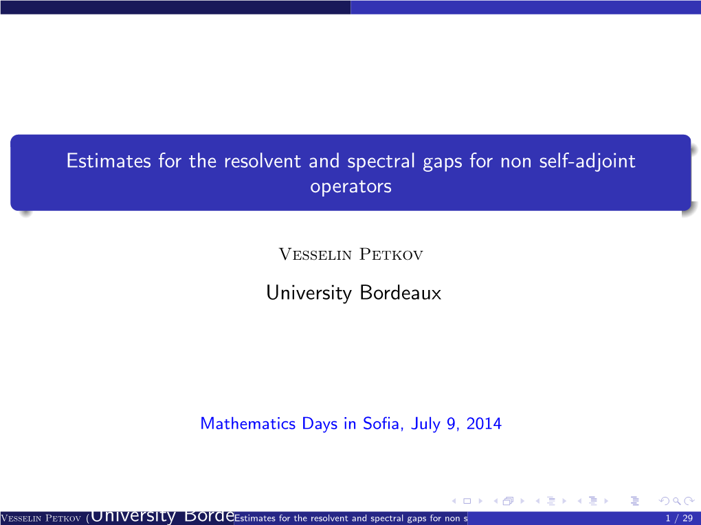 Estimates for the Resolvent and Spectral Gaps for Non Self-Adjoint Operators