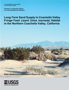 Long-Term Sand Supply to Coachella Valley Fringe-Toed Lizard (Uma Inornata) Habitat in the Northern Coachella Valley, California