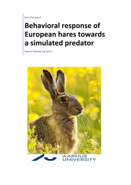 Behavioral Response of European Hares Towards a Simulated Predator Dagmar Hedvig Fog Bjerre