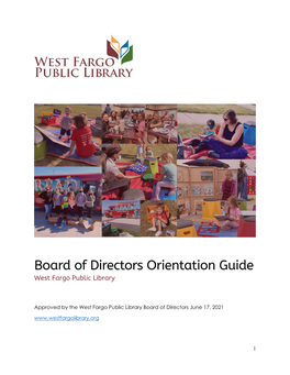 Board of Directors Orientation Guide West Fargo Public Library