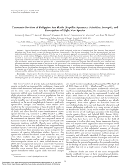 Taxonomic Revision of Philippine Sun Skinks (Reptilia: Squamata: Scincidae: Eutropis), and Descriptions of Eight New Species