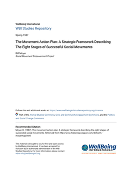 The Movement Action Plan: a Strategic Framework Describing the Eight Stages of Successful Social Movements