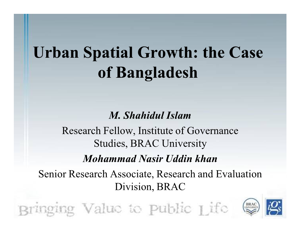 Urban Spatial Growth: the Case of Bangladesh
