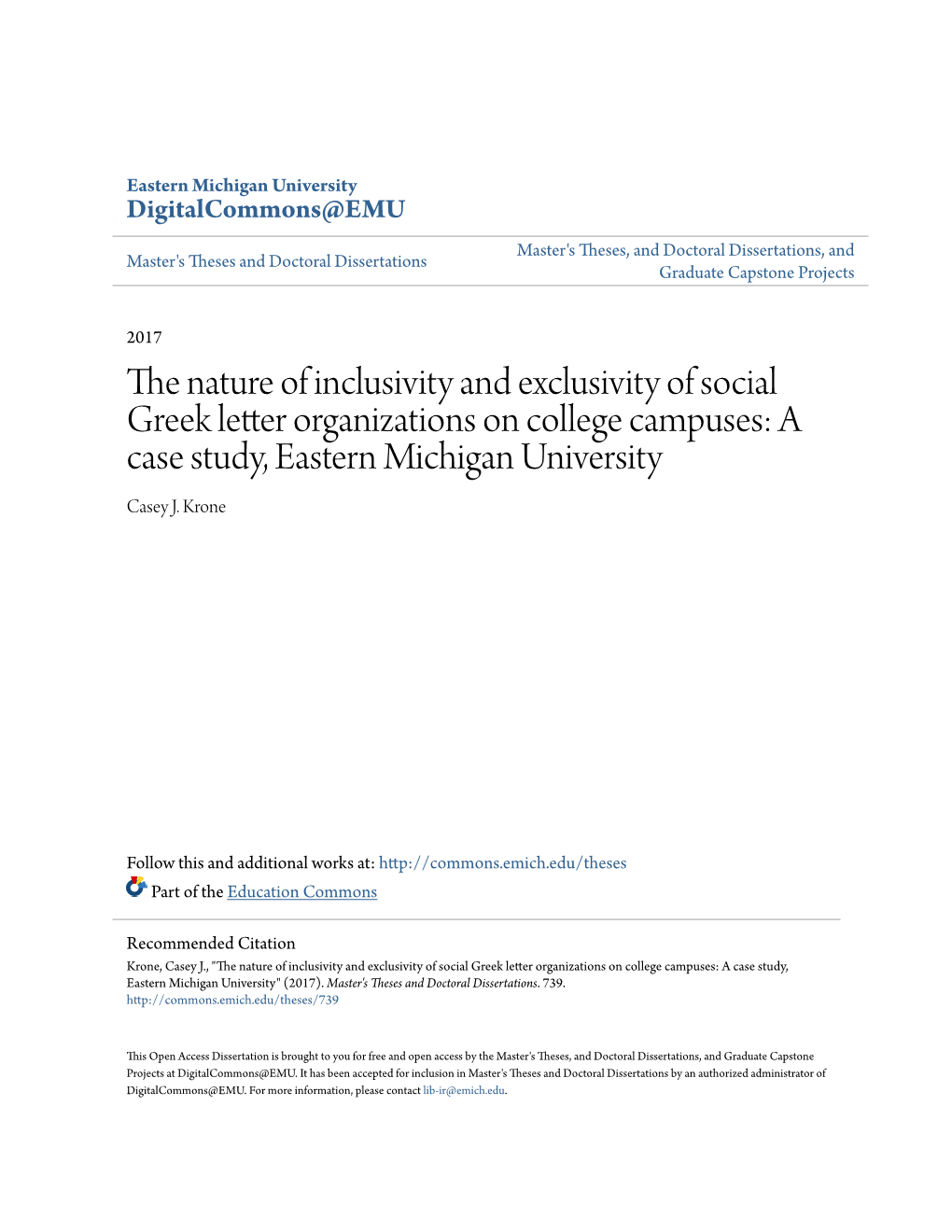 The Nature of Inclusivity and Exclusivity of Social Greek-Letter Organizations