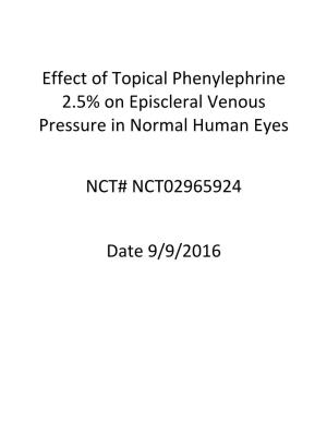 Effect of Topical Phenylephrine 2.5% on Episcleral Venous Pressure in Normal Human Eyes