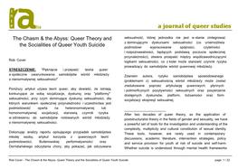 The Chasm & the Abyss: Queer Theory and the Socialities of Queer Youth Suicide