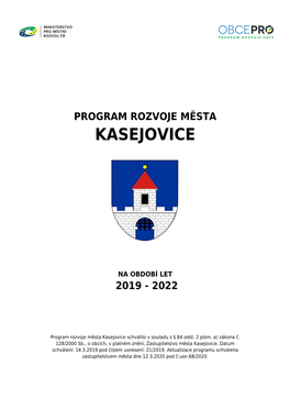 Program Rozvoje Města Kasejovice