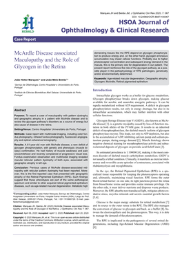 Mcardle Disease Associated Maculopathy and the Role of Glycogen in the Retina