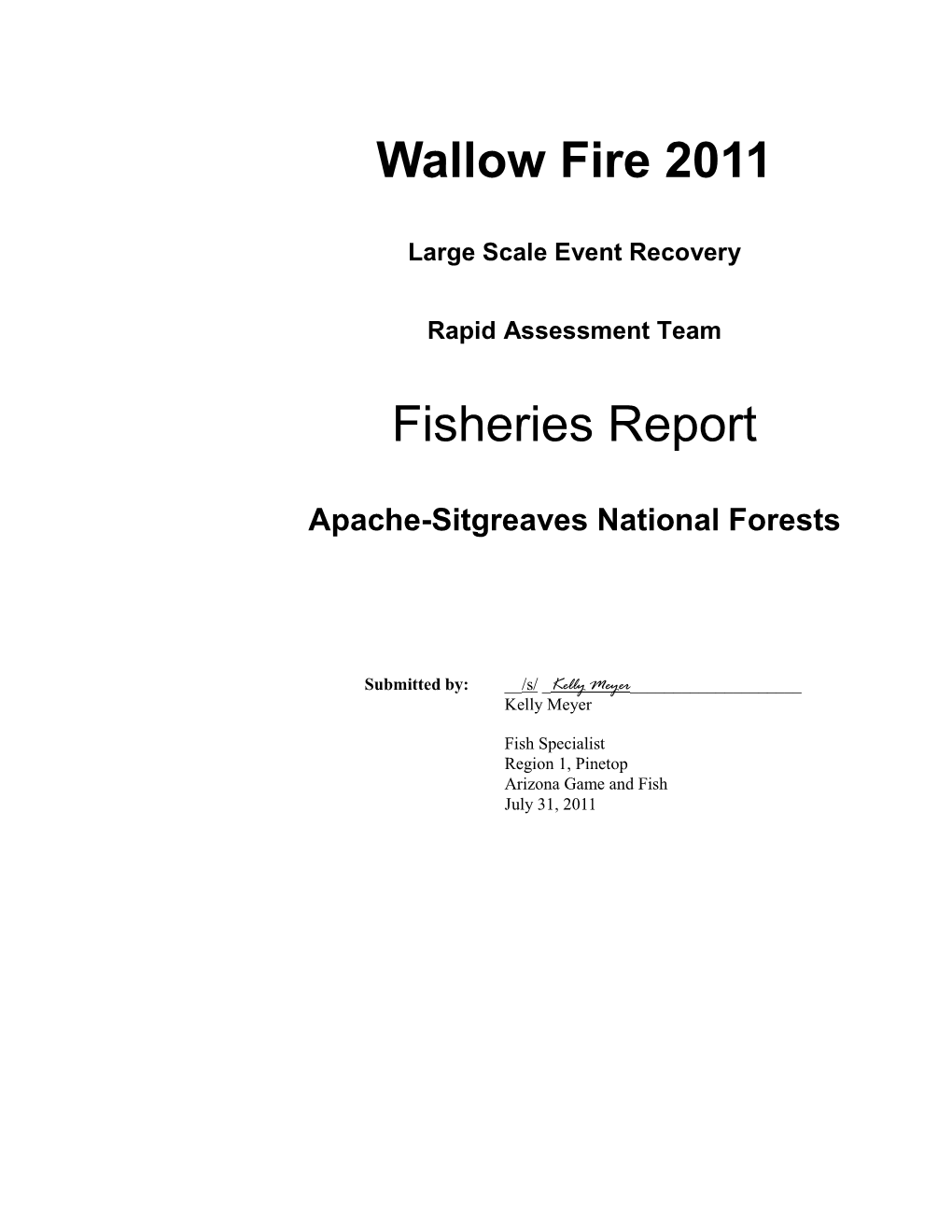 Wallow Fire 2011 Fisheries Report