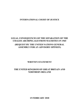 International Court of Justice Legal Consequences of the Separation of the Chagos Archipelago from Mauritius in 1965