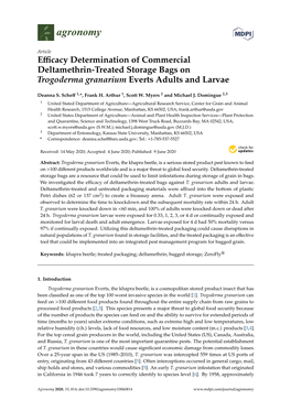 Efficacy Determination of Commercial Deltamethrin-Treated Storage Bags