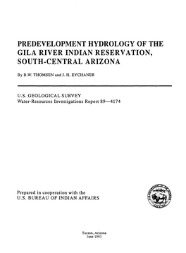 Predevelopment Hydrology of the Gila River Indian Reservation, South-Central Arizona