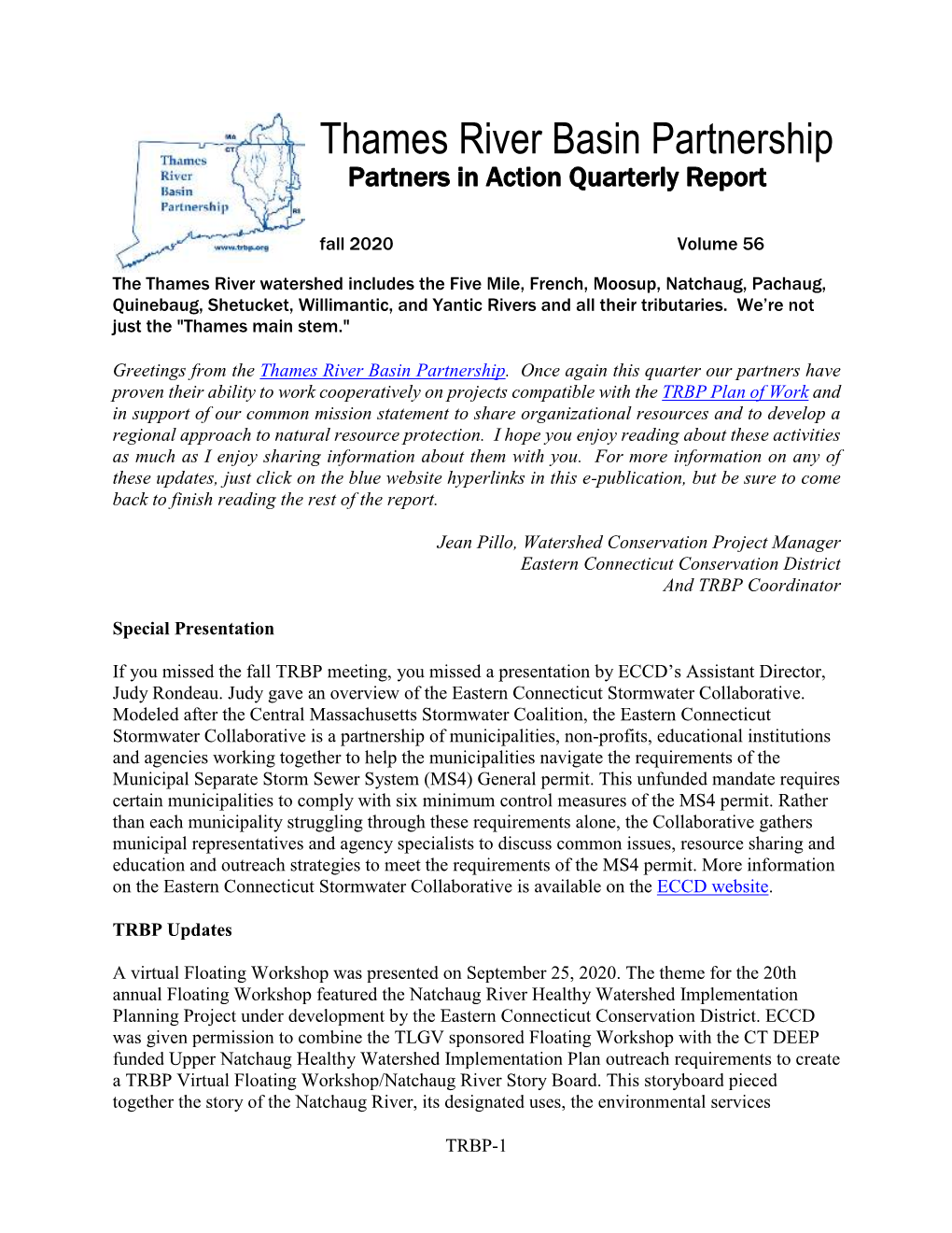 Thames River Basin Partnership Partners in Action Quarterly Report