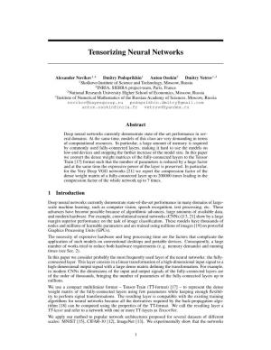 Tensorizing Neural Networks