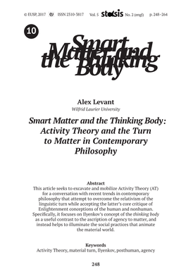 Smart Matter and the Thinking Body Activity Theory and the Turn