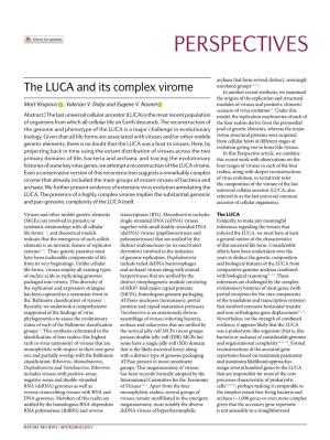 The LUCA and Its Complex Virome in Another Recent Synthesis, We Examined the Origins of the Replication and Structural Mart Krupovic , Valerian V