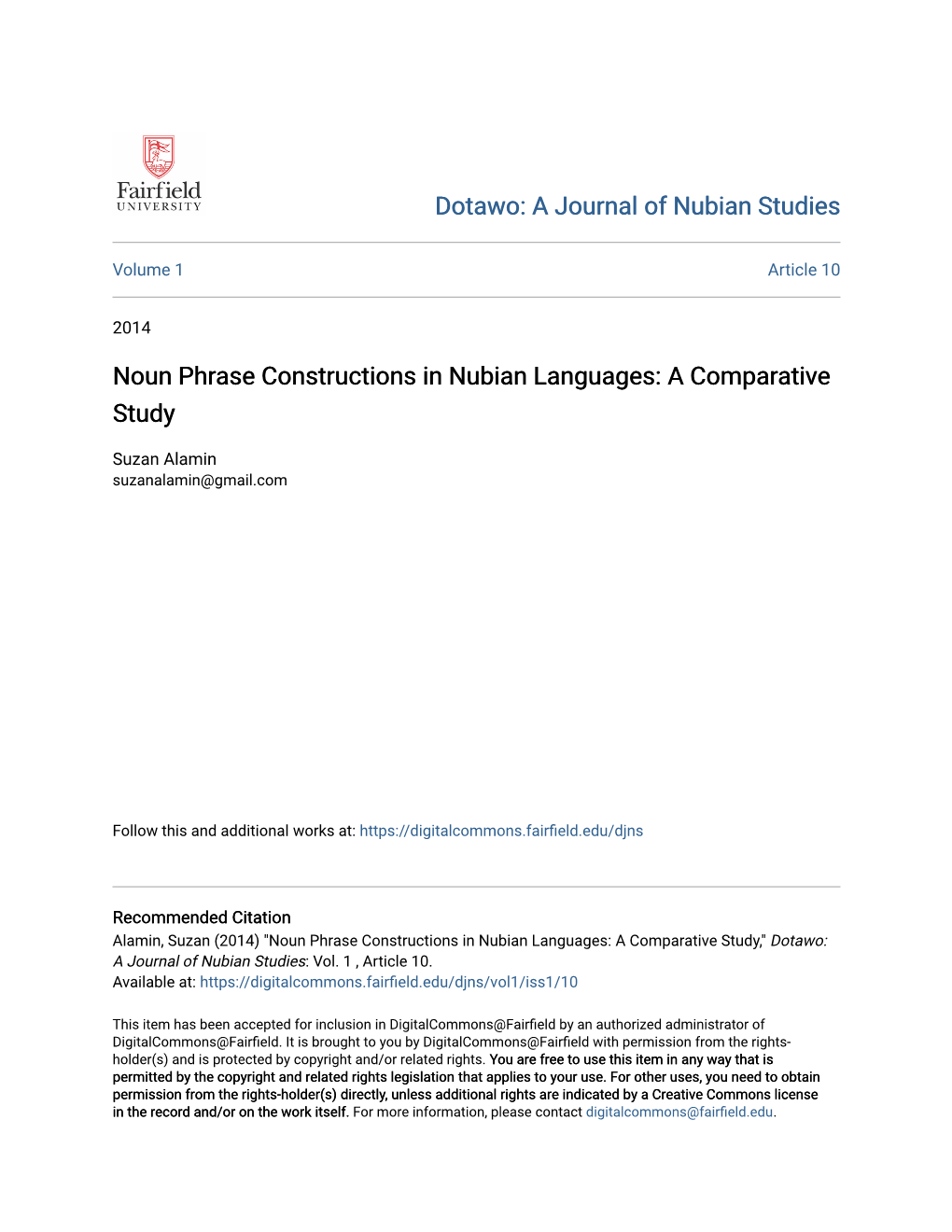 Noun Phrase Constructions in Nubian Languages: a Comparative Study