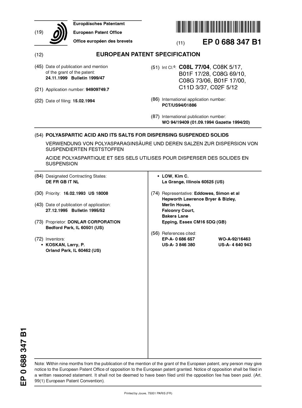 Polyaspartic Acid and Its Salts for Dispersing