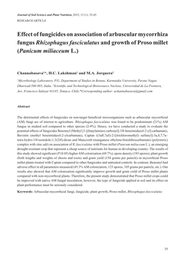 Effect of Fungicides on Association of Arbuscular Mycorrhiza Fungus Rhizophagus Fasciculatus and Growth of Proso Millet (Panicum Miliaceum L.)