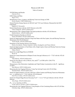 Physics in LHC 2012