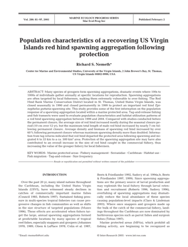Population Characteristics of a Recovering US Virgin Islands Red Hind Spawning Aggregation Following Protection