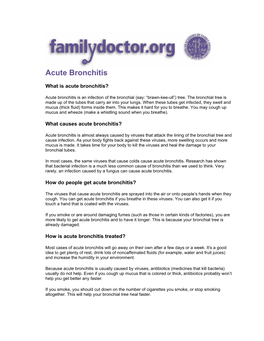 Acute Bronchitis -- Familydoctor.Org
