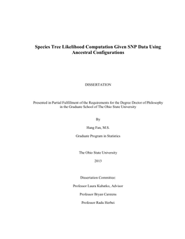 Species Tree Likelihood Computation Given SNP Data Using Ancestral Configurations