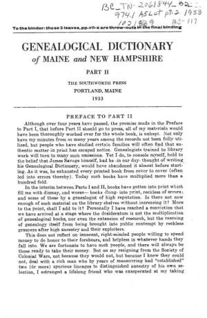 Genealogical Dictionary of Maine and New Hampshire, Vol. 2