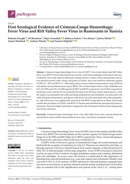 First Serological Evidence of Crimean-Congo Hemorrhagic Fever Virus and Rift Valley Fever Virus in Ruminants in Tunisia
